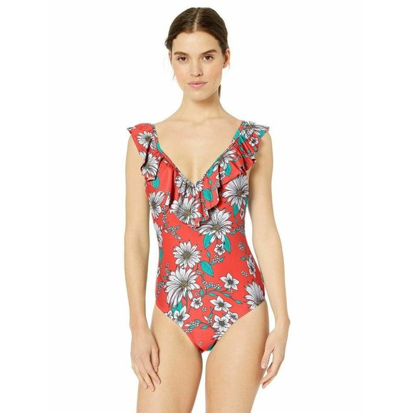 Jessica Simpson Women's One-Piece Ruffle Shoulder - Picture 1 of 3